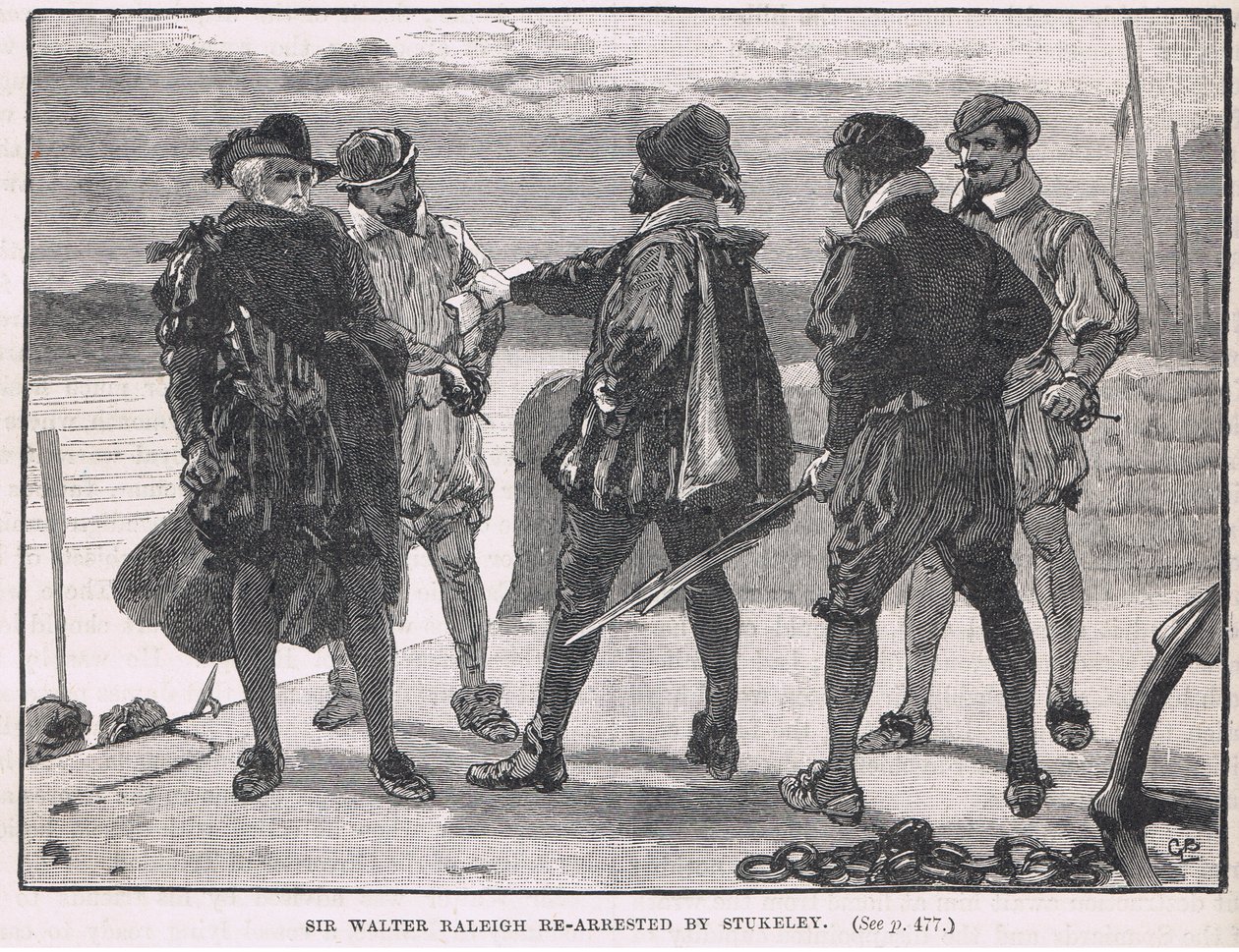 Sir Walter Raleigh-t Stukeley újra letartóztatta 1618-ban alkotó: Gordon Frederick Browne