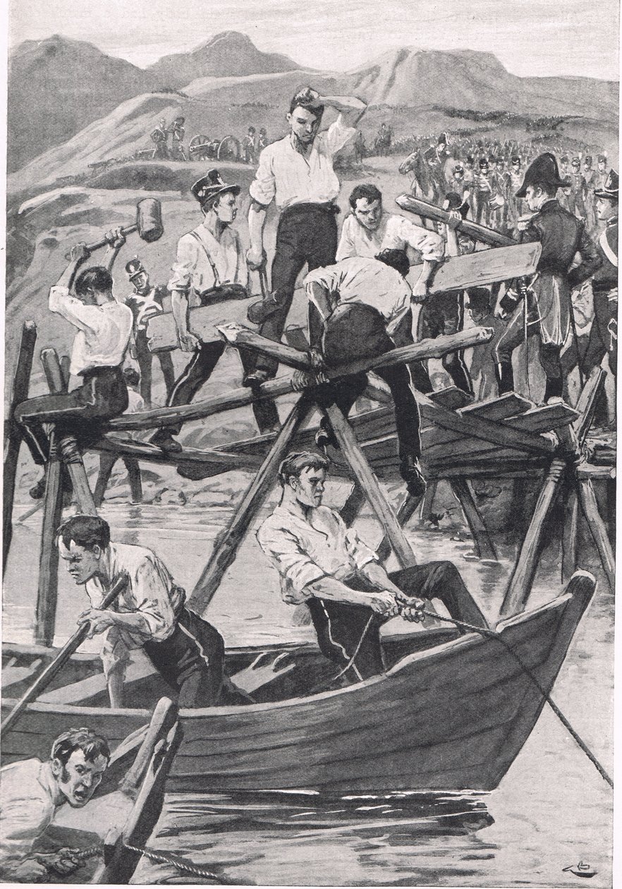 A Guadianán átívelő híd építése, 1811. április 3., illusztráció a 