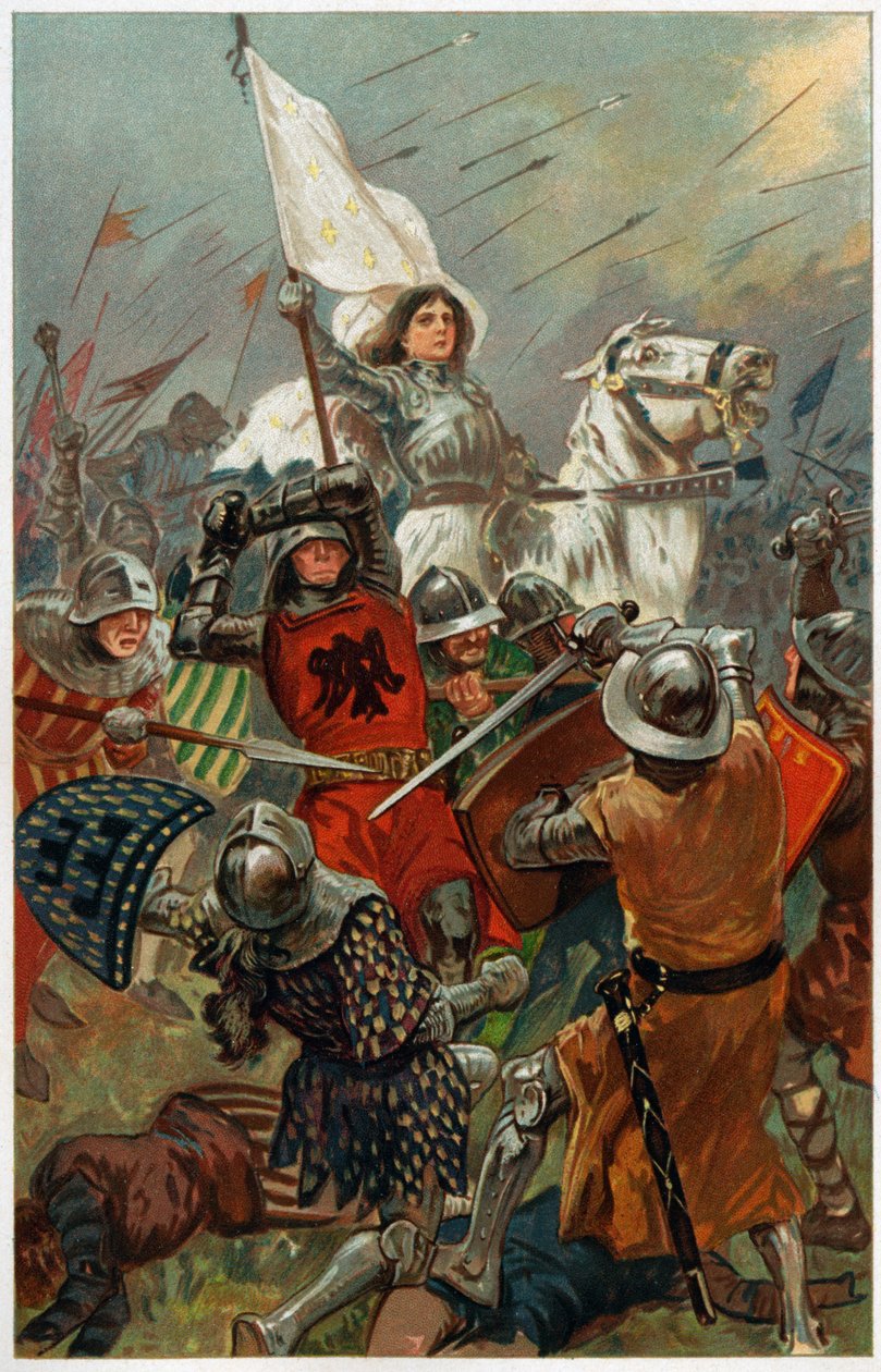 "A szűzlány saját hitével és bátorságával inspirálta honfitársait", illusztráció Alice S. Hoffman "Heroes und Heroines of English History" című művéből. alkotó: Gordon Frederick Browne