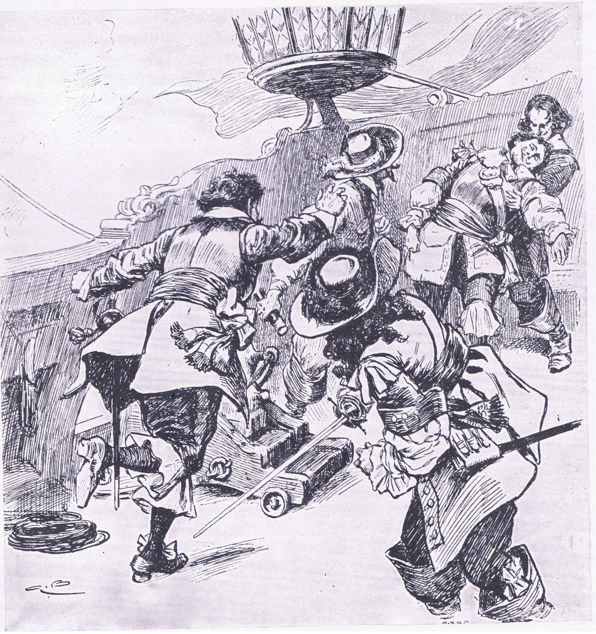 Von Tromp halála 1653. július 31-én, illusztráció a brit csaták szárazföldön és tengeren, 1915-ből alkotó: Gordon Frederick Browne