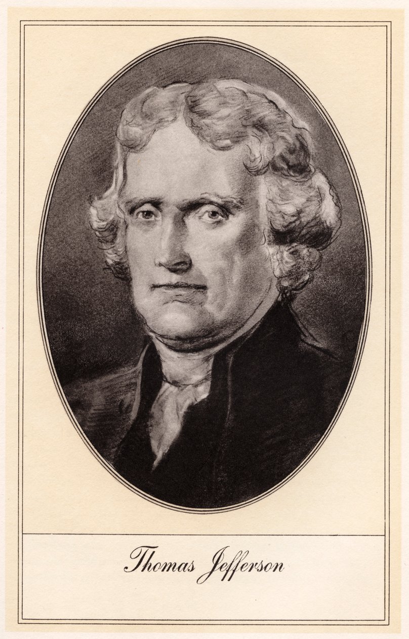 Thomas Jefferson, az Egyesült Államok harmadik elnöke, a XX. század elején alkotó: Gordon Ross