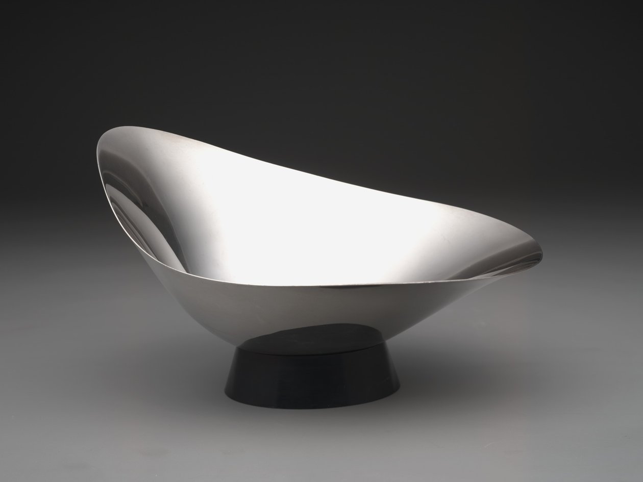 Modern "dekorátor" tál, 1959 körül (ezüstlemez és műanyag) alkotó: Gorham Manufacturing Company