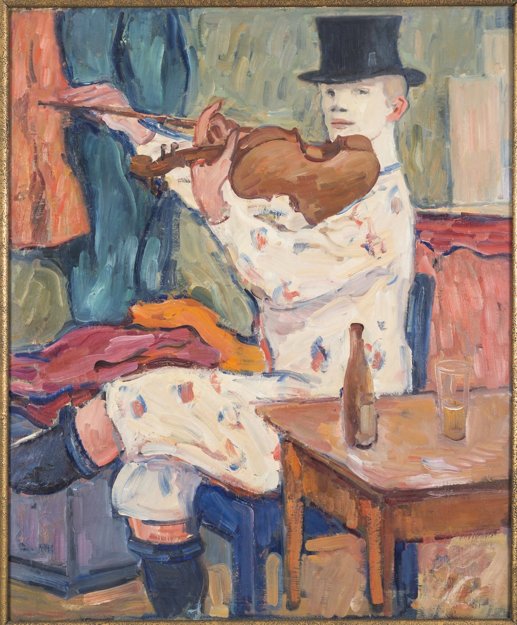 Un clown jouant du violon – Egy hegedű bohóc, Hennigs, Gosta von (1866-1941). Olajfestmény alkotó: Gosta von Hennigs