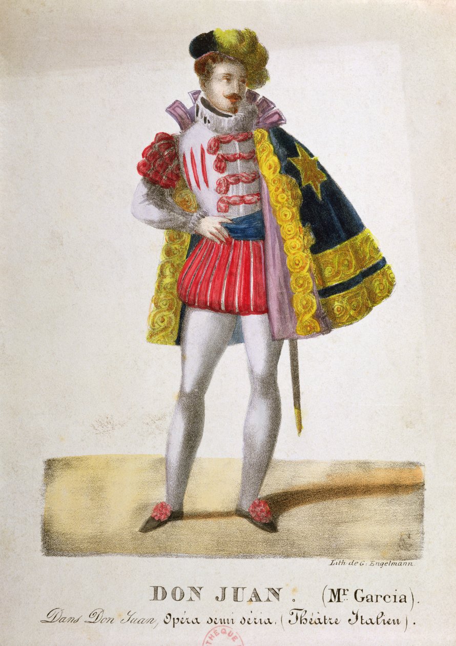 Monsieur Garcia jelmeze Don Juan szerepében a „Don Giovanni” operában Wolfgang Amadeus Mozart (1756-91) c. 1830 alkotó: Gottfried or Godefroy Engelmann