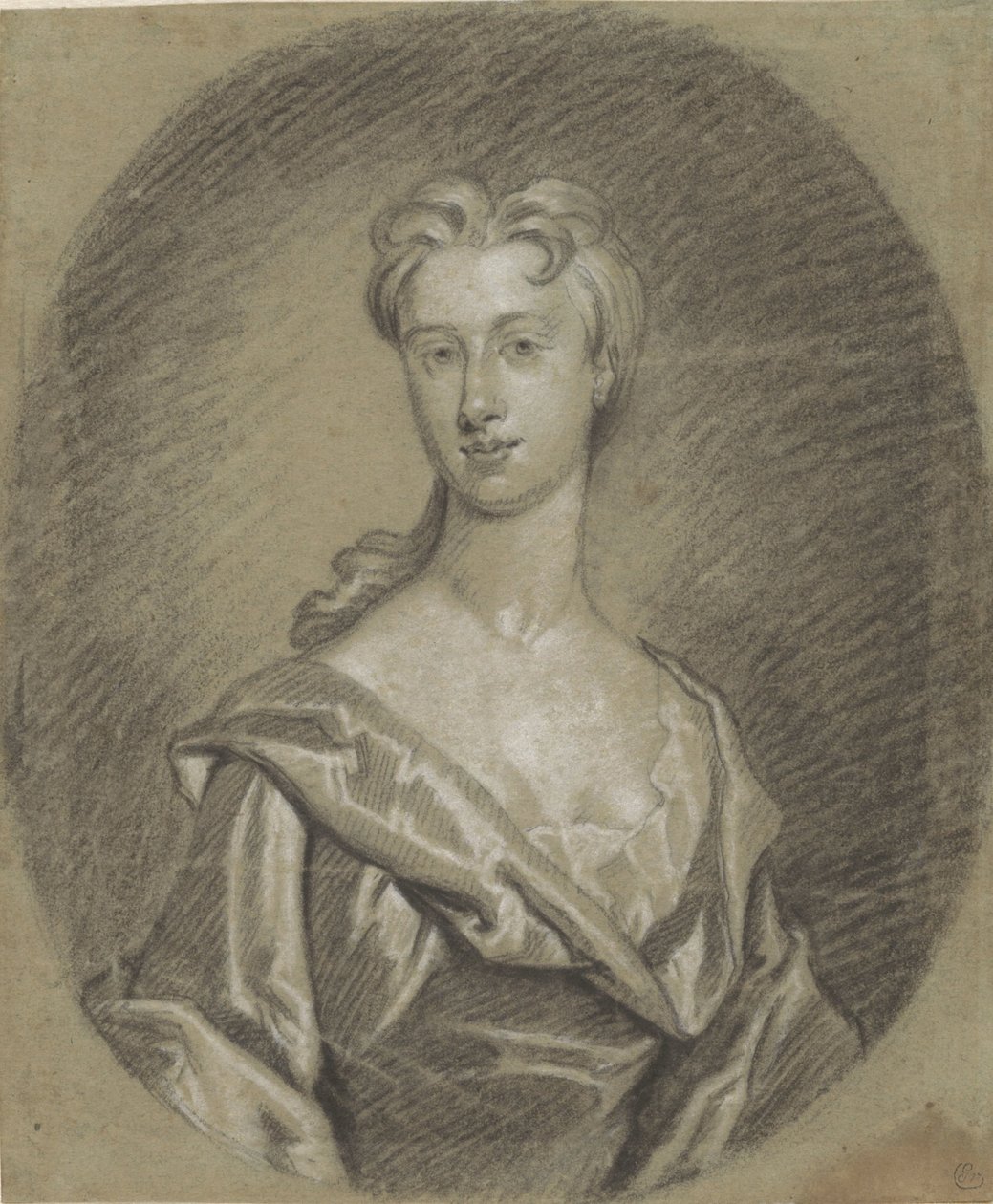 Női portré, mellszobor, ovális alkotó: Gottfried Kneller