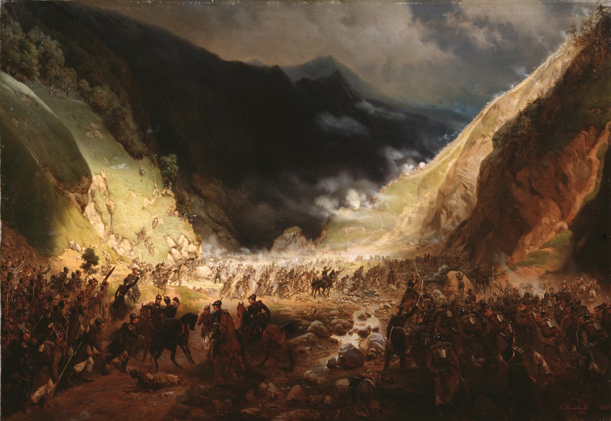 A Rothenthurm-hágó melletti csata, 1871 alkotó: Gottfried Willewalde