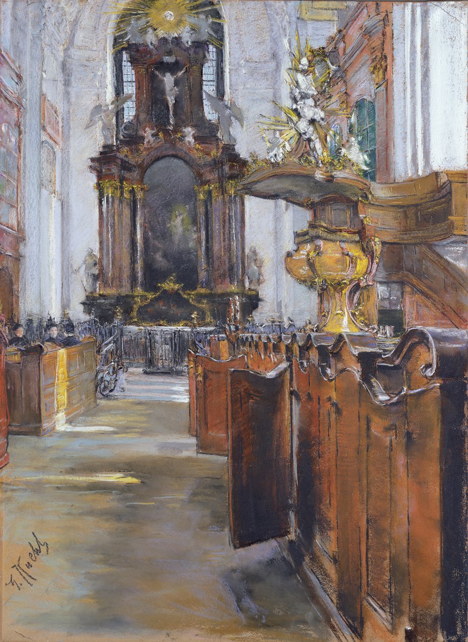 A hamburgi Szent Mihály belseje, 1890 (pasztell, papíron) alkotó: Gotthardt Johann Kuehl