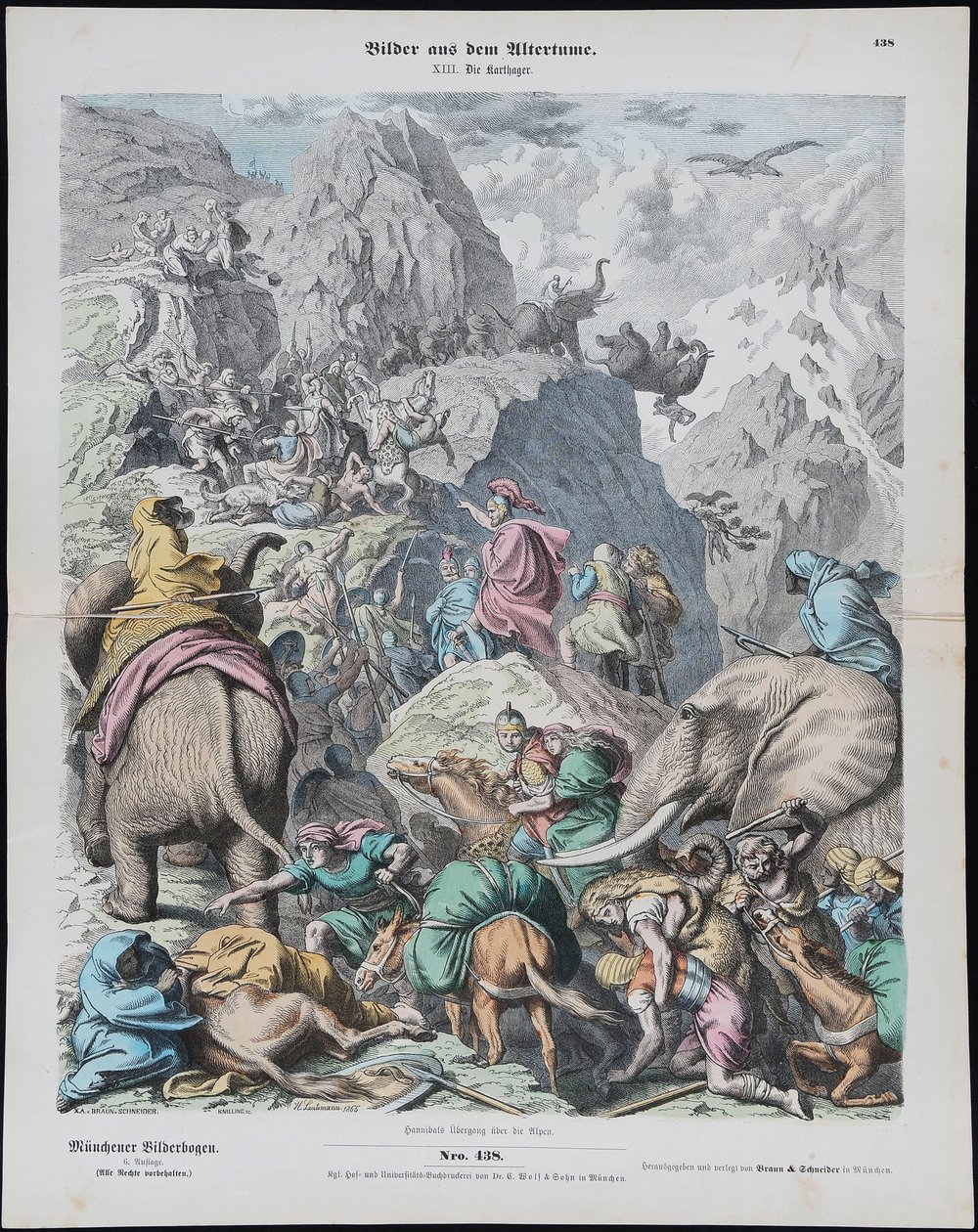 Hannibal átkel az Alpokon a Münchener Bilderbogenből alkotó: Gottlob Heinrich Leutemann