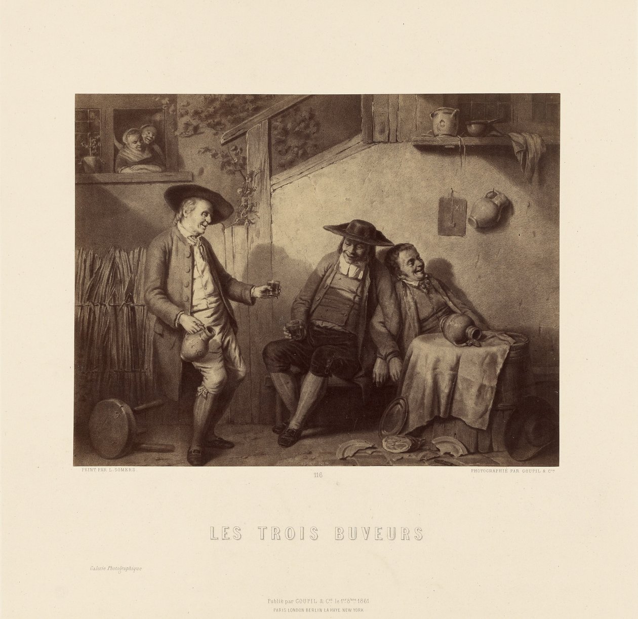 "A három ivó" (The Three Drinkers) írta L. Somers alkotó: Goupil and Cie.