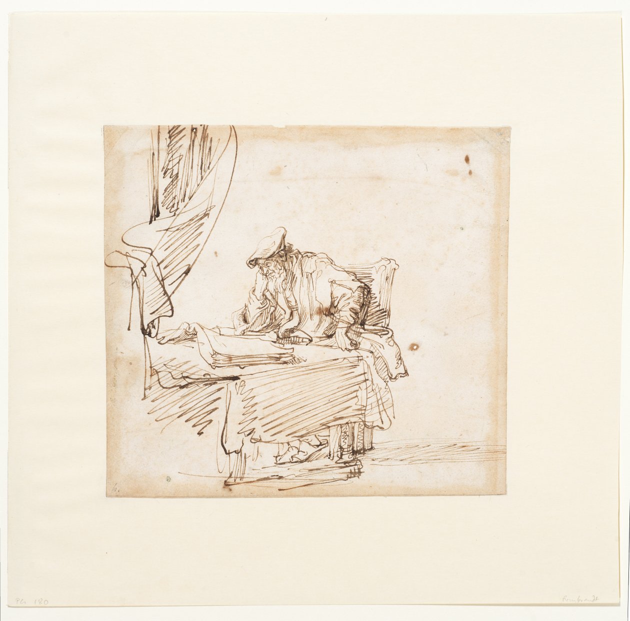 Egy asztalnál ülő tudós, amelyen egy nagy könyv pihen. alkotó: Govaert (attr. to) Flinck