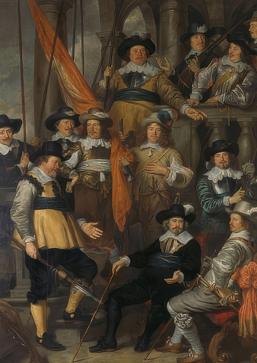 Albert Bas kapitány és Lucas Conijn hadnagy társasága. 1645 alkotó: Govaert Flinck