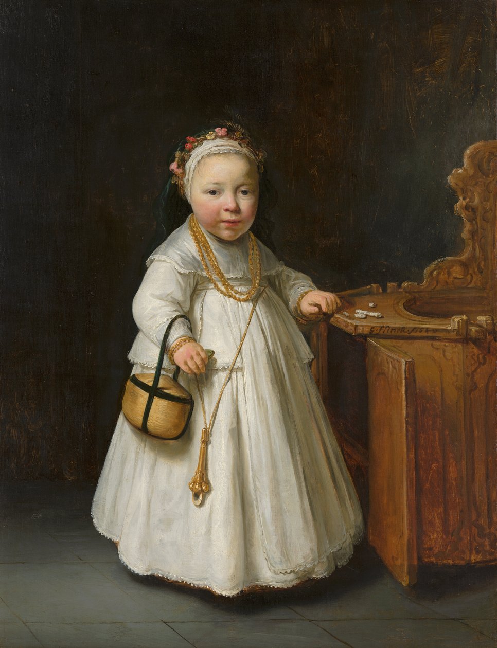 Lány etetőszék mellett, 1640 alkotó: Govaert Flinck