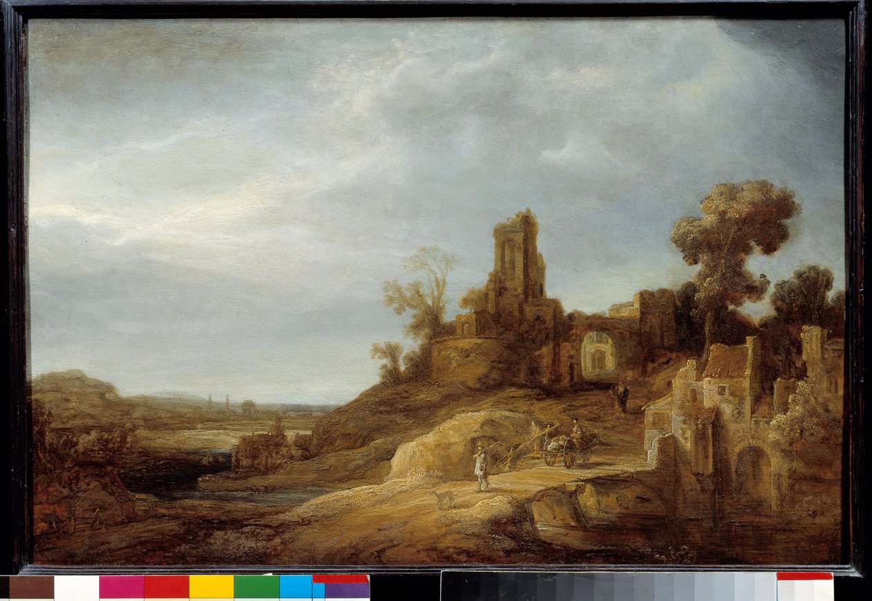 Táj a hídnál és a romoknál Govaert Flink festménye (1615/1616-1660) 1637 V. 0,49x0,75 m alkotó: Govaert Flinck