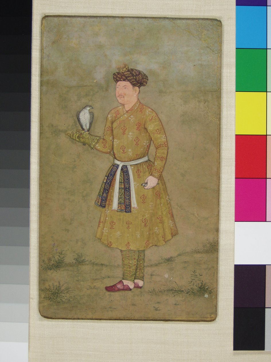 Khan ‘Alam, Jahangir mogul császár solymásza és iráni nagykövete, sólyommal, 1610-20 alkotó: Govardhan