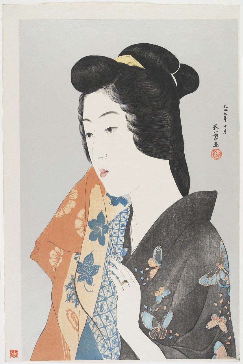 (Woman Handing Towel), 1920. október alkotó: Goyo Hashiguchi