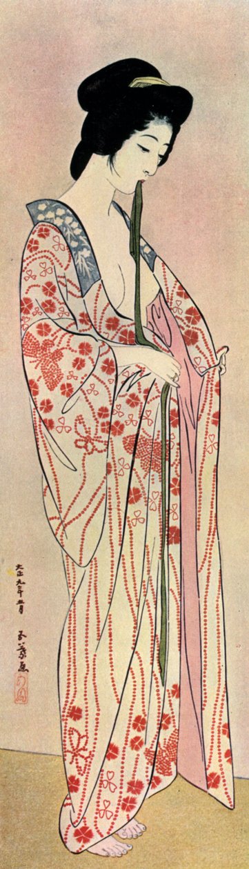 Egy japán nő, aki nagajubant visel, 1920 1930. alkotó: Goyo Hashiguchi