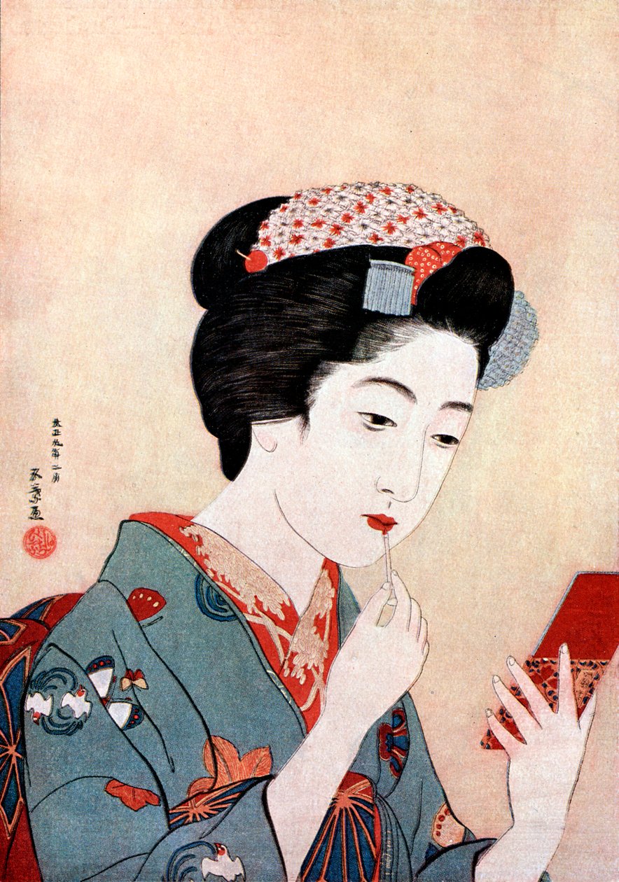 Egy nő Beni ecsettel, 1900-1921. alkotó: Goyo Hashiguchi