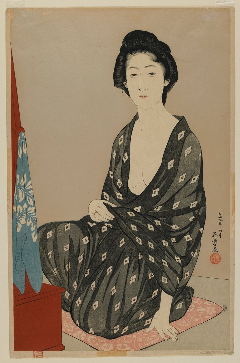 Nyári ruhás nő, Taisho korszak, 1920. június (színes fatömbnyomat) alkotó: Goyo Hashiguchi
