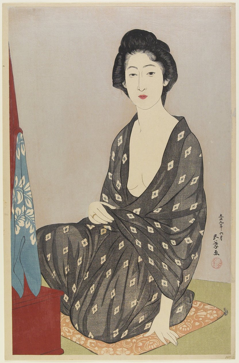 Nő nyári köntösben, 1920. június alkotó: Goyo Hashiguchi