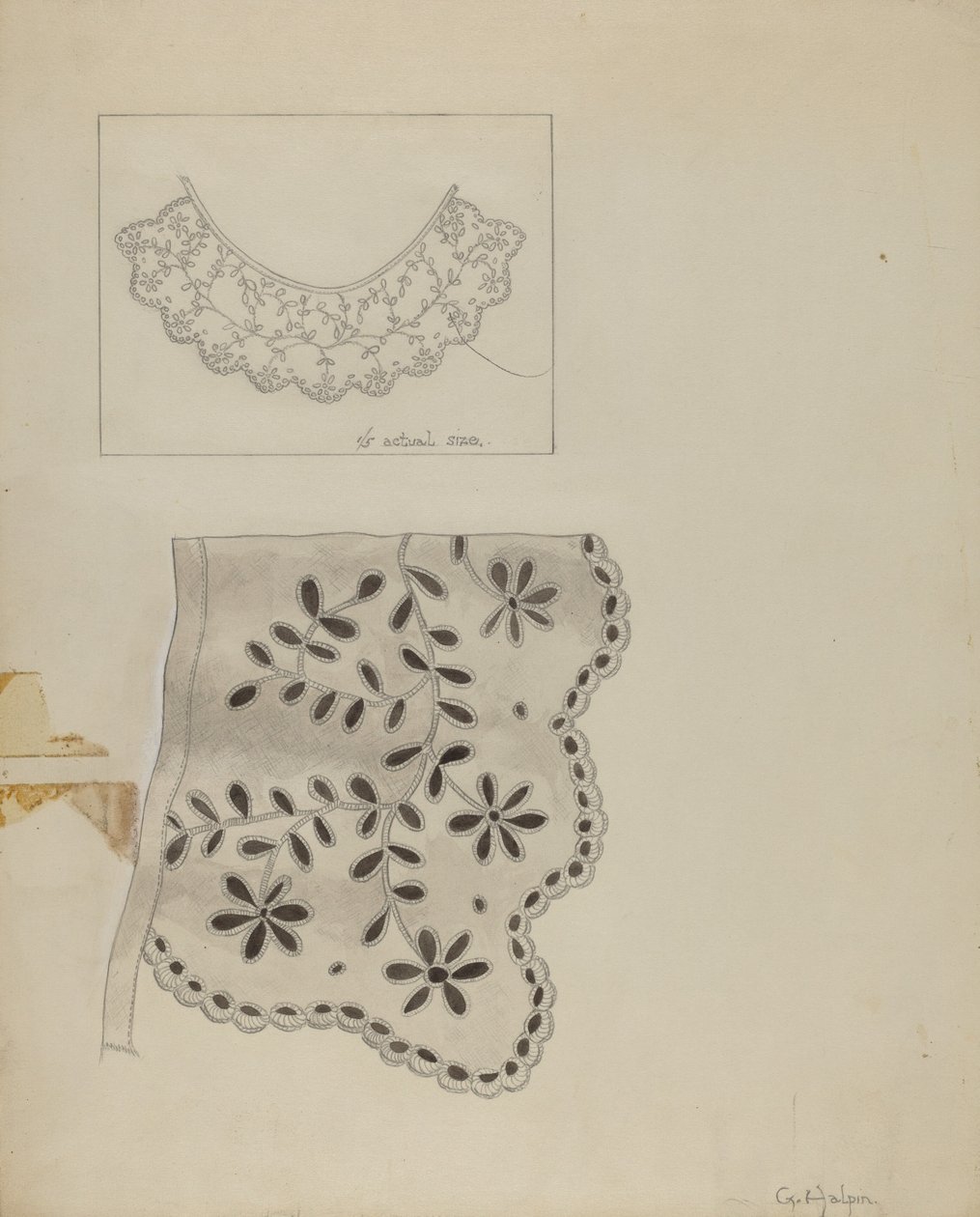 Hímzett vászongallér alkotó: Grace Halpin
