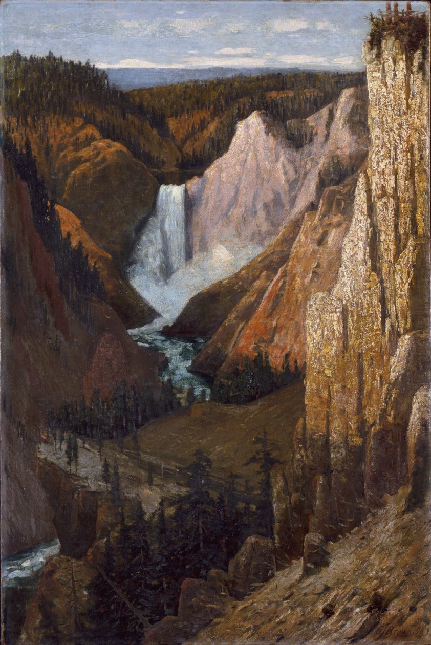 Kilátás az alsó vízesésre, Grand Canyon of the Yellowstone alkotó: Grafton Tyler Brown