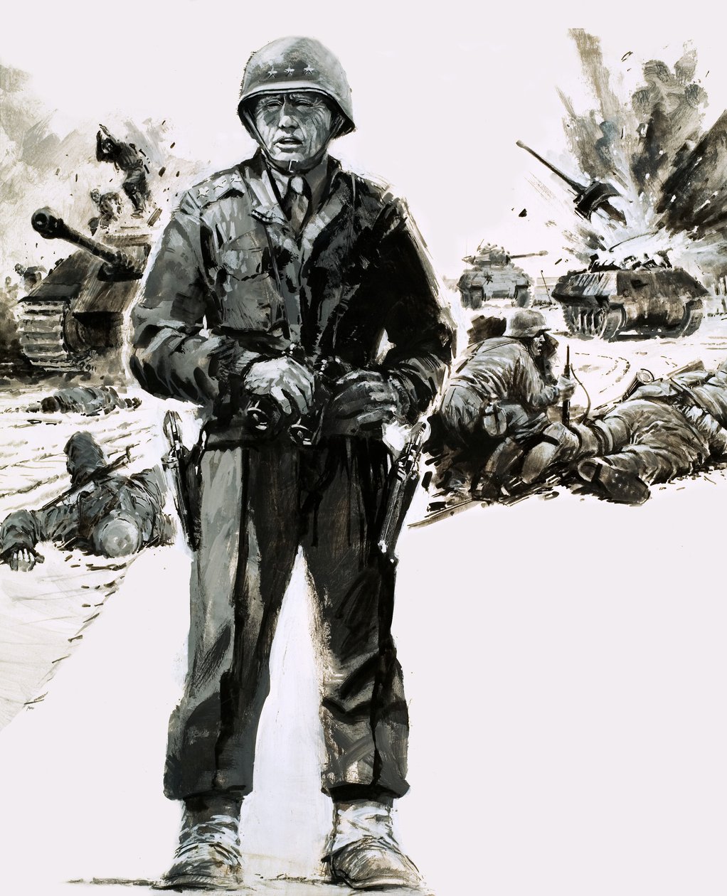 George C. Patton tábornok (gouache, papír) alkotó: Graham Coton