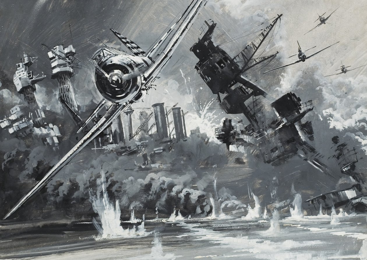 Pearl Harbour, 1941. december 7. (gouache, papír) alkotó: Graham Coton
