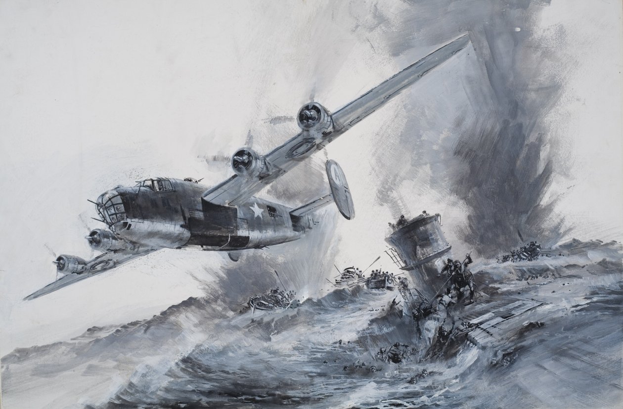 A Laconia elsüllyedése 1942-ben (gouache, papír) alkotó: Graham Coton