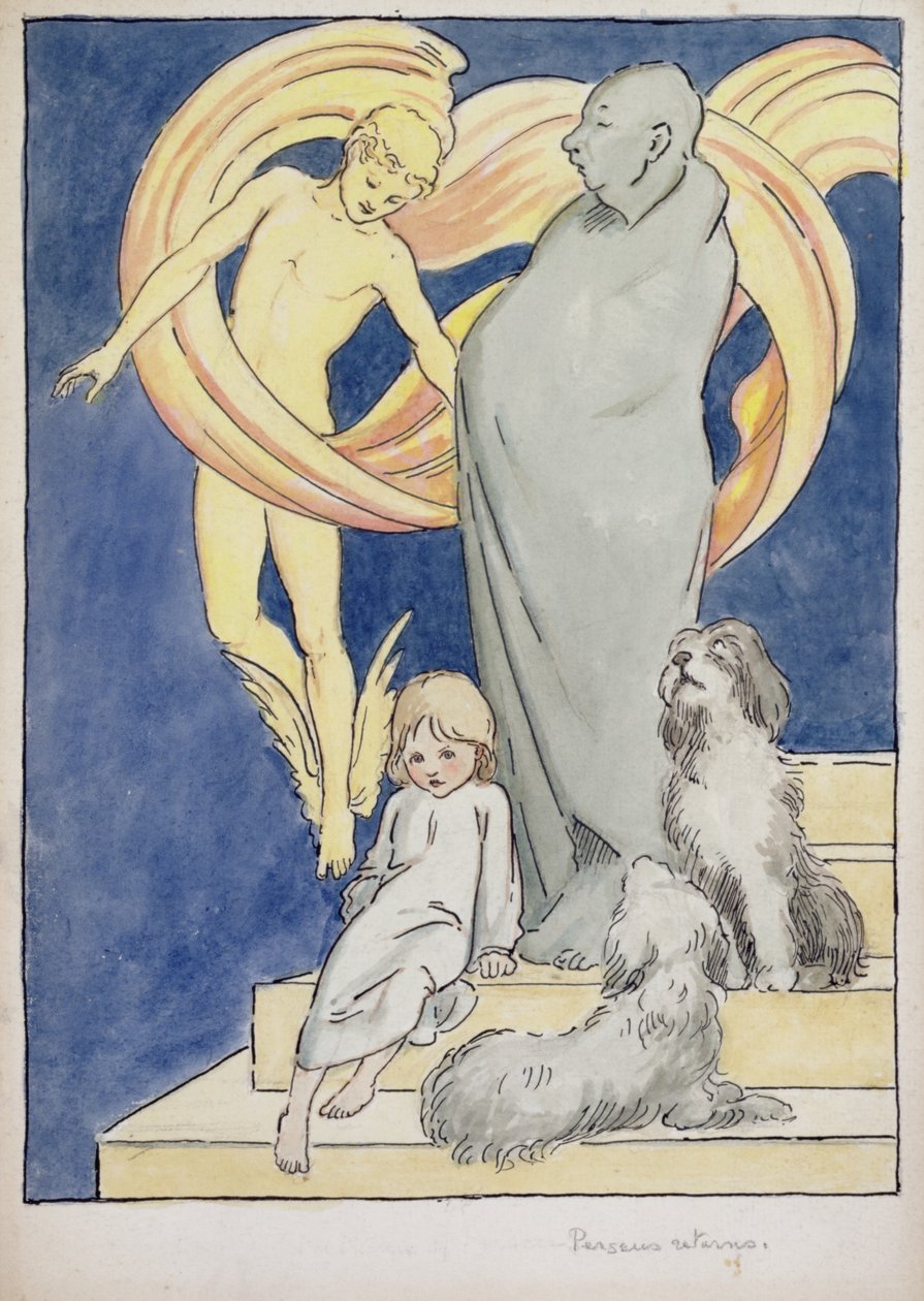 Perseus Returns, 1904-2005 körül (akvarell, toll és tus, papíron) alkotó: Graham Robertson
