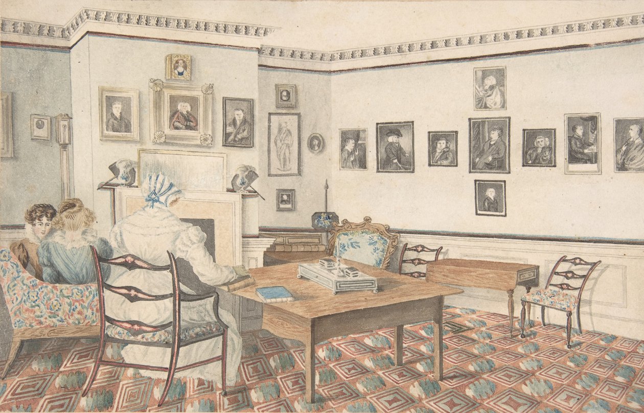 Drawing Room, Hatton, Warwickshire, 1820-30. alkotó: Granddaughters of Dr. Samuel Parr.