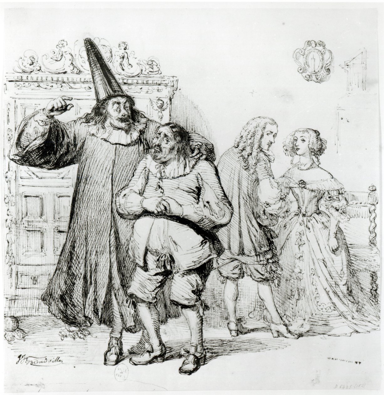 Argan és Monsieur Purgon, Moliere (1622-73) Le Malade Imaginaire című művéből (1673) alkotó: Grandville