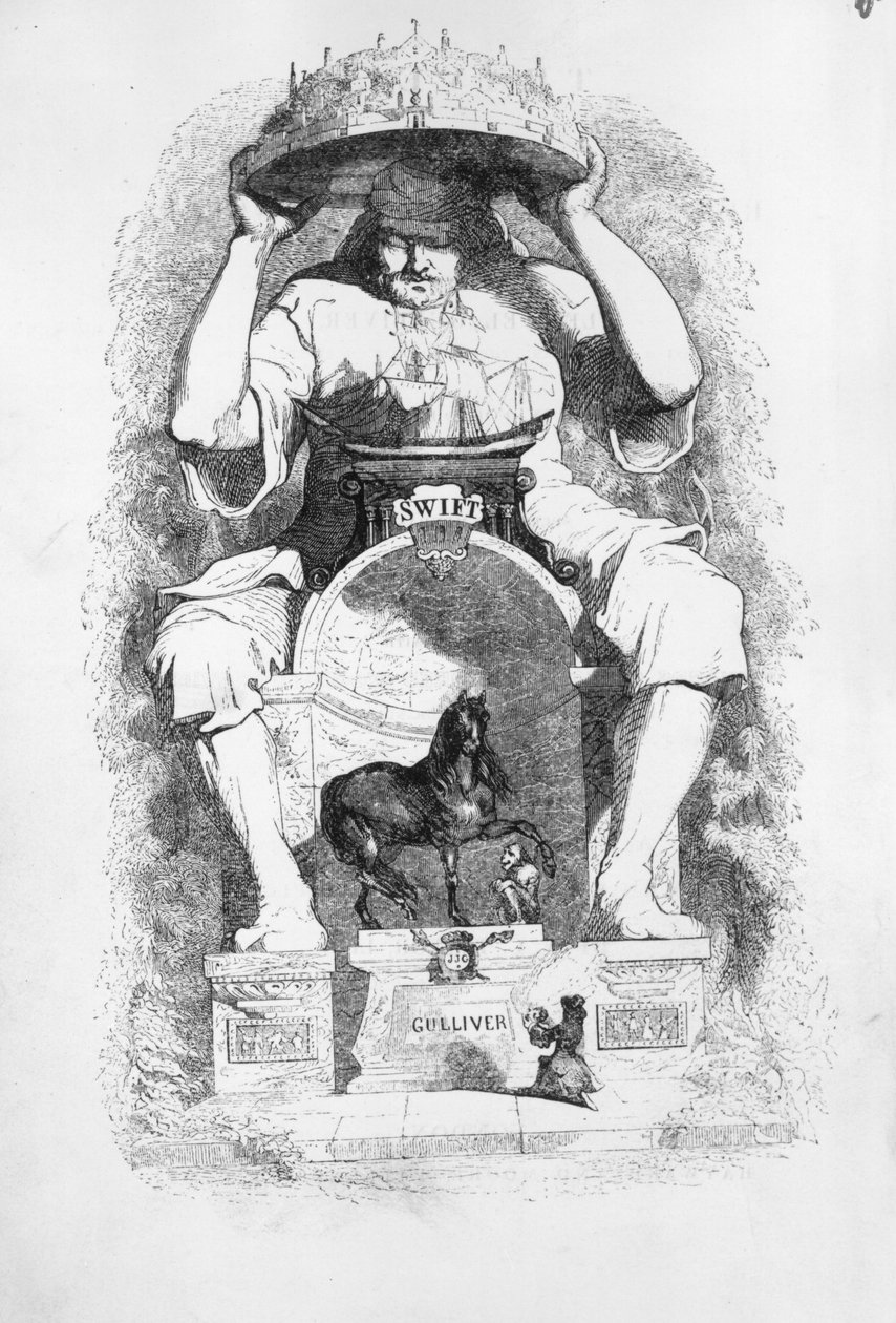 Jonathan Swift „Gulliver utazásai” címlapja, 1838 alkotó: Grandville