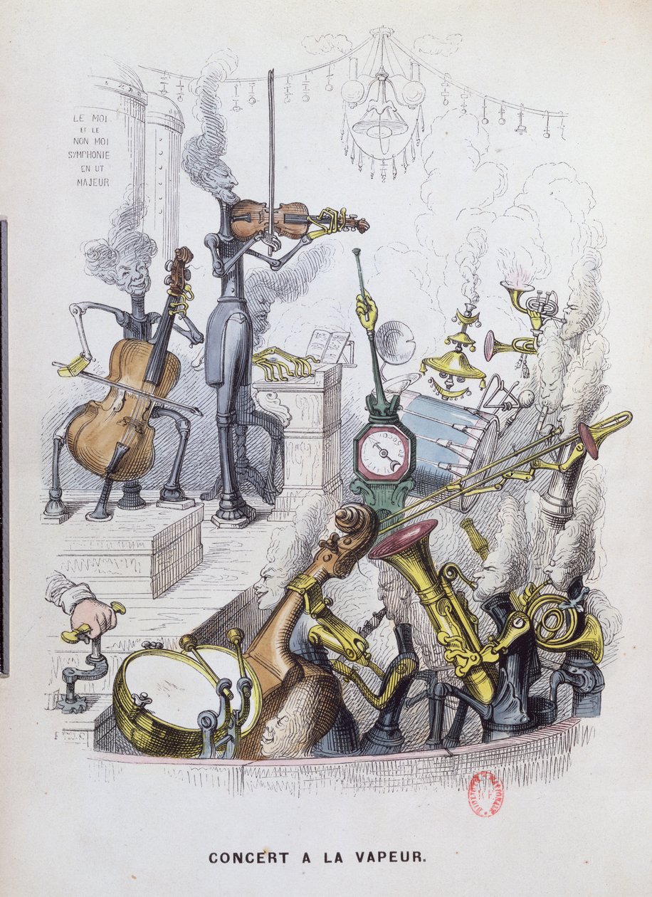 „The Steam Concert”, a modern zene karikatúrája az „Un Autre Monde”-ból, 1844 alkotó: Grandville