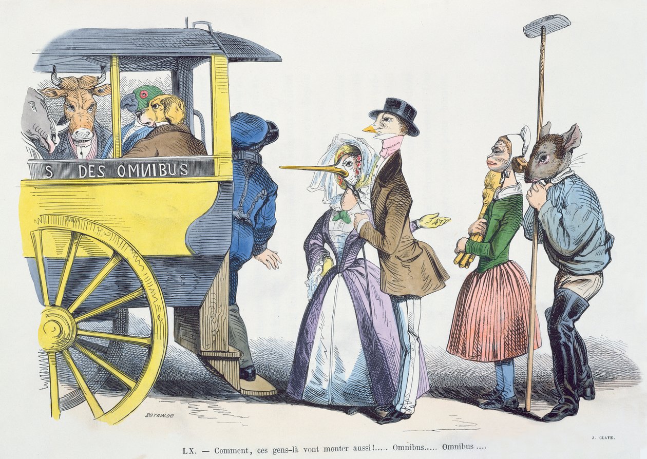 „Hogy érted azt, hogy ezek az emberek is boldogulni fognak” karikatúra a „Les Metamorphoses du Jour” sorozatból, 1854-ben újranyomva alkotó: Grandville