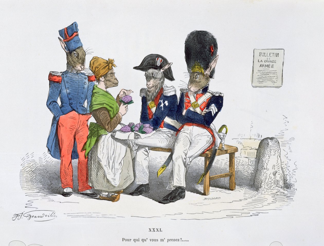 „Kinek tartasz engem” karikatúra a „Les Metamorphoses du Jour” sorozatból, újranyomva 1854-ben alkotó: Grandville