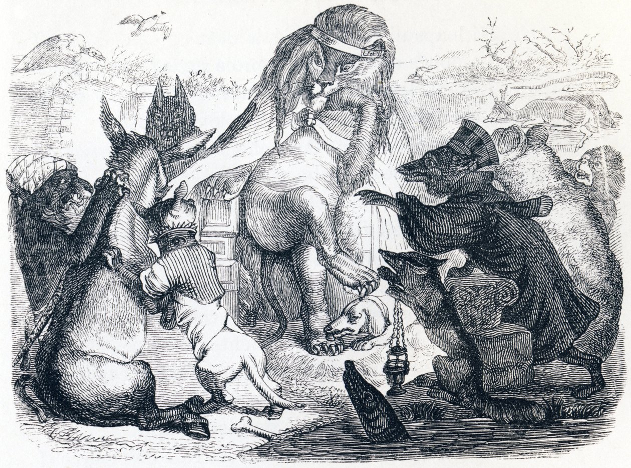 Pestisben megbetegedett állatok – La Fontaine meséi alkotó: Grandville