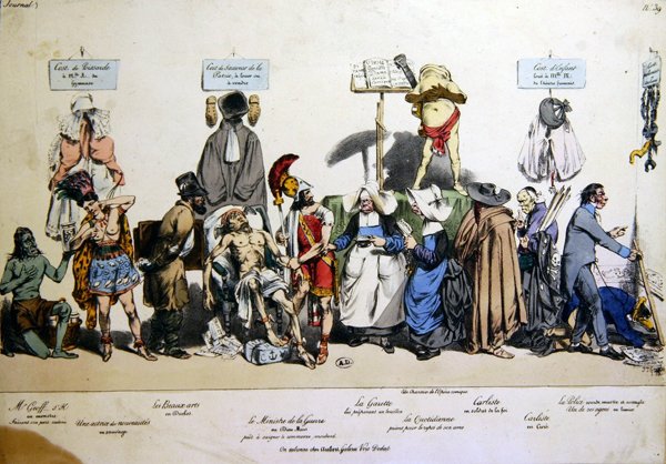Francia Társaság, 1830-40 körül (színes litho) alkotó: Grandville