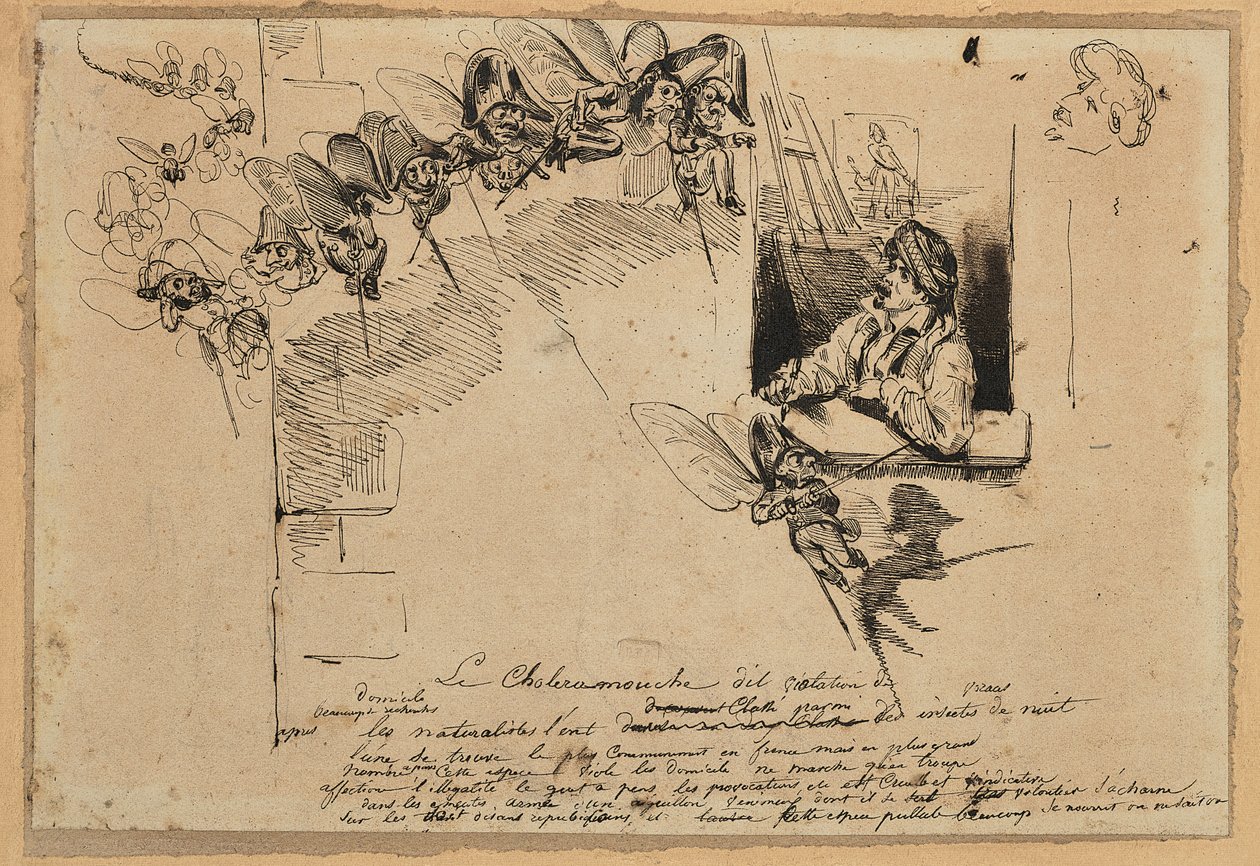 Le Choléramouche (grafit, toll és barna tinta, papír) alkotó: Grandville (1803-47)