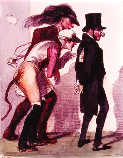 Jelenet a párizsi karneválról, 1840 körül (színes litográfia) alkotó: Grandville