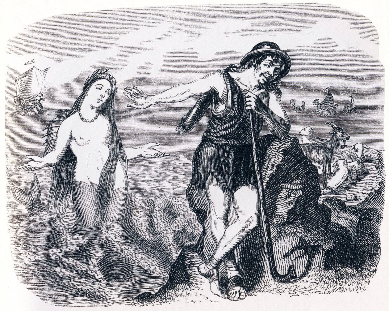 A Shepard és a tenger (Le berger et la mer) – La Fontaine meséi alkotó: Grandville