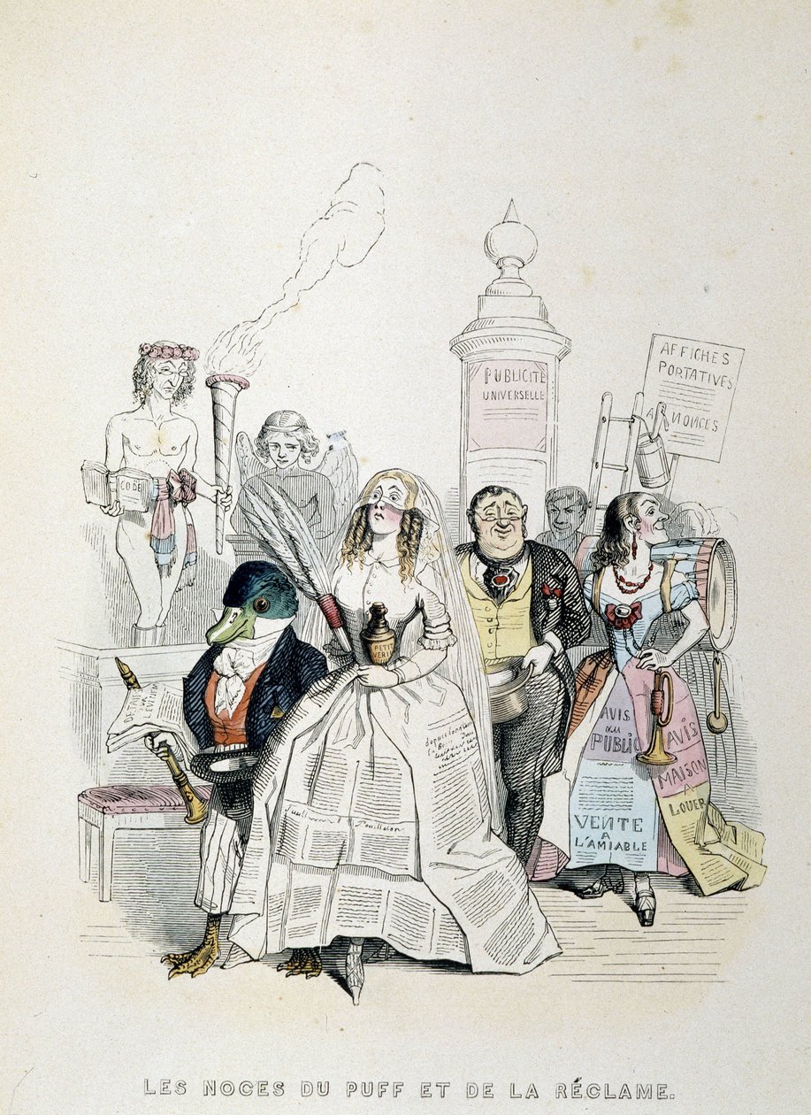 The Wedding of the Puff and the Advertising (rajzfilm a rengeteg sajtóreklámról) - Grandville alkotó: Grandville