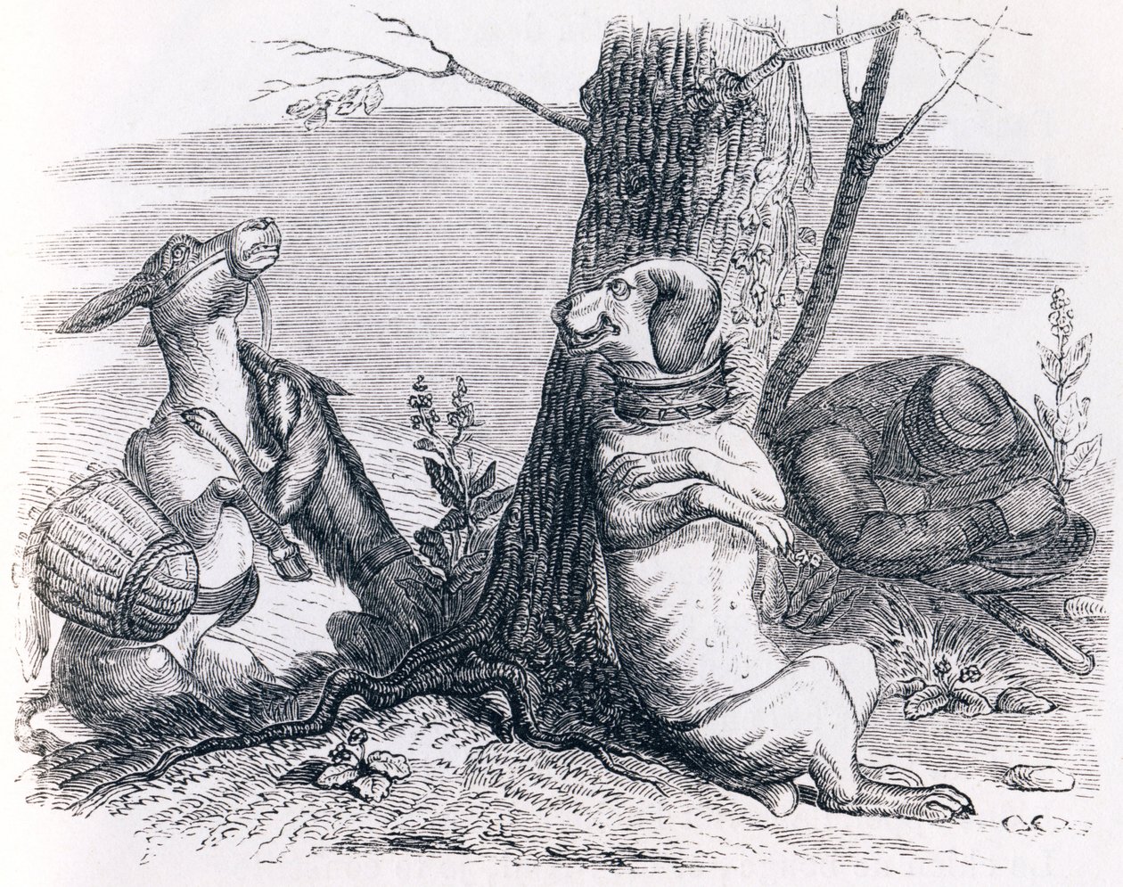 A szamár és a kutya - La Fontaine meséi alkotó: Grandville