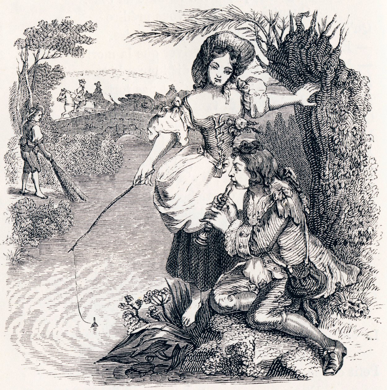 A halak és a fuvolán játszó pásztor – La Fontaine meséi alkotó: Grandville