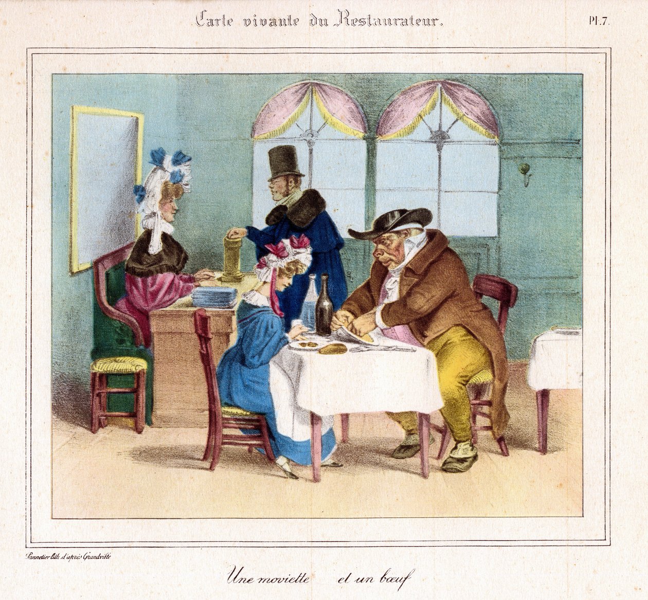 Az étterem élő kártyája: Egy nyurga és egy marha. 1831-32 (litográfia) alkotó: Grandville