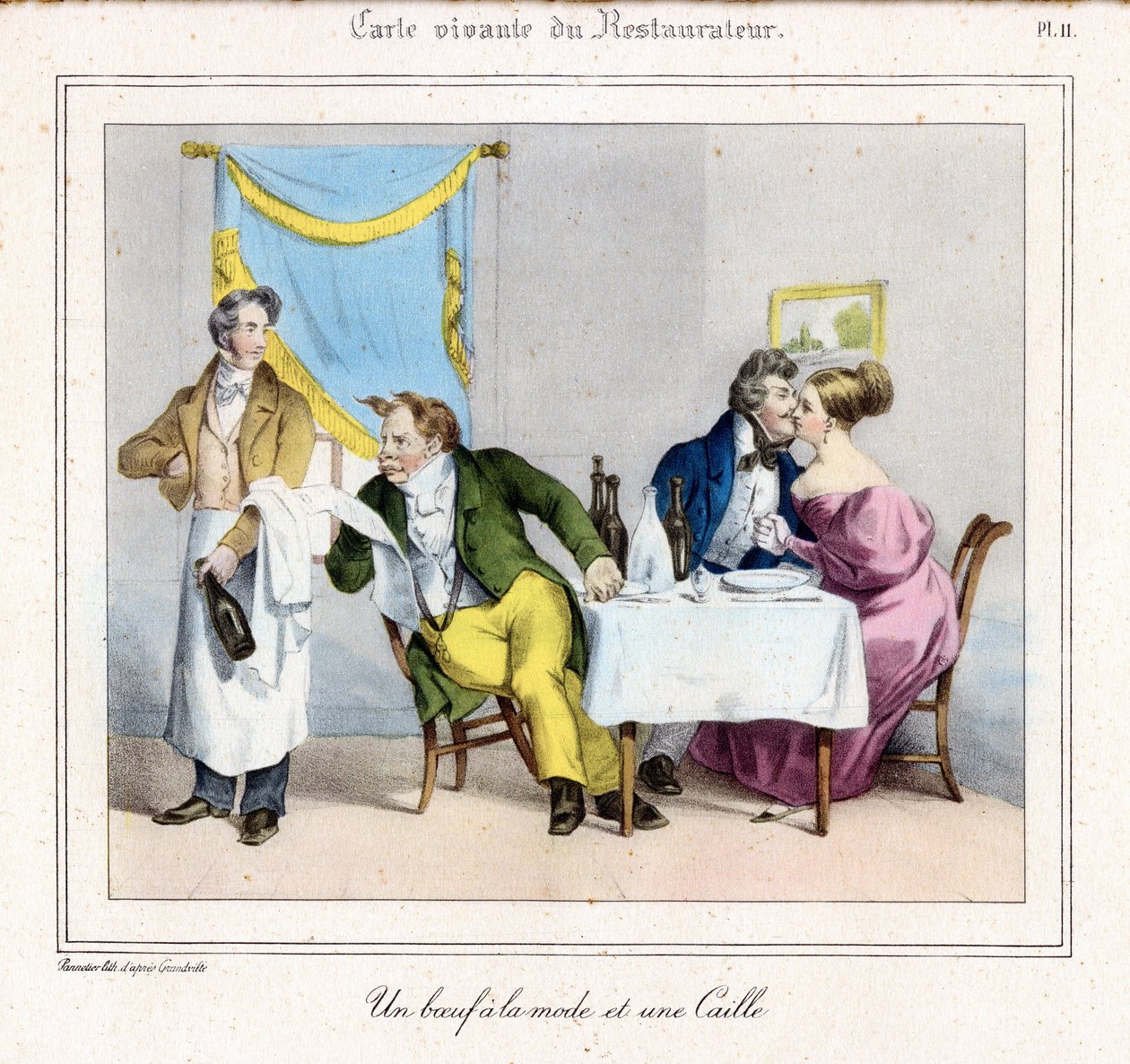 A vendéglős életkártyája: divatos marhahús és fürj alkotó: Grandville