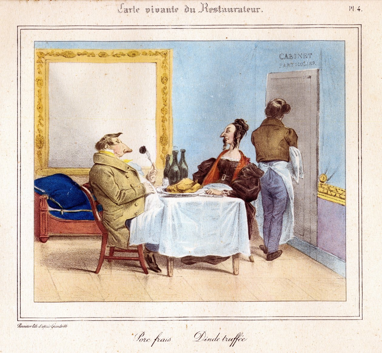 A vendéglő életkártyája: Friss sertés- és pulyka-trüffee. 1831-32 (litográfia) alkotó: Grandville
