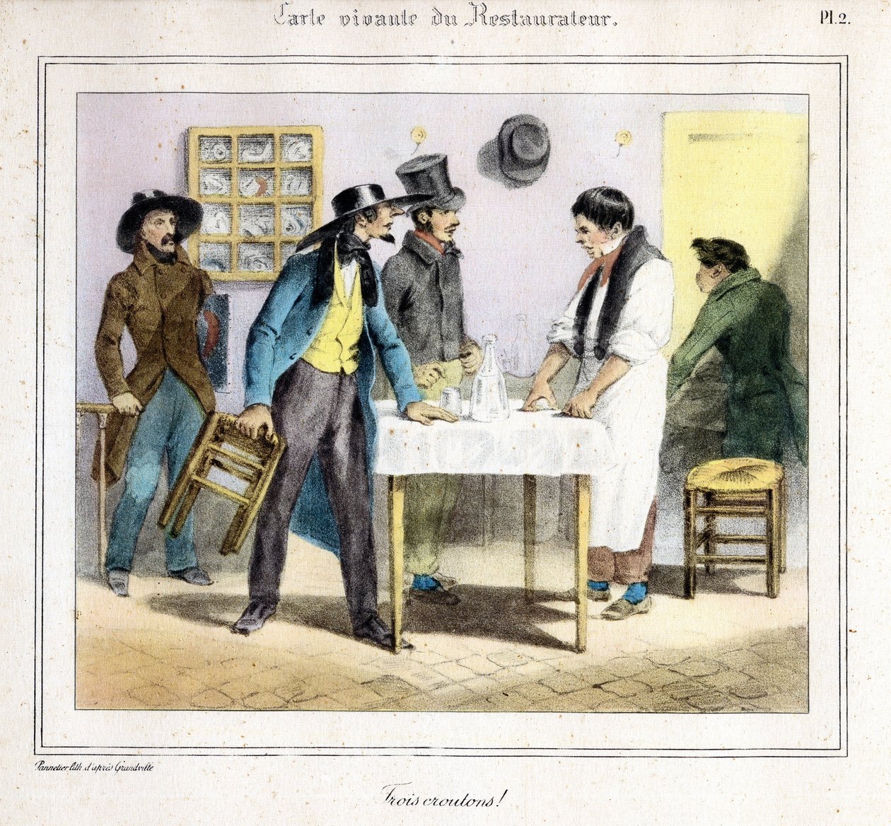 Az éttermes életkártyája: Három kruton! 1831-32 (litográfia) alkotó: Grandville