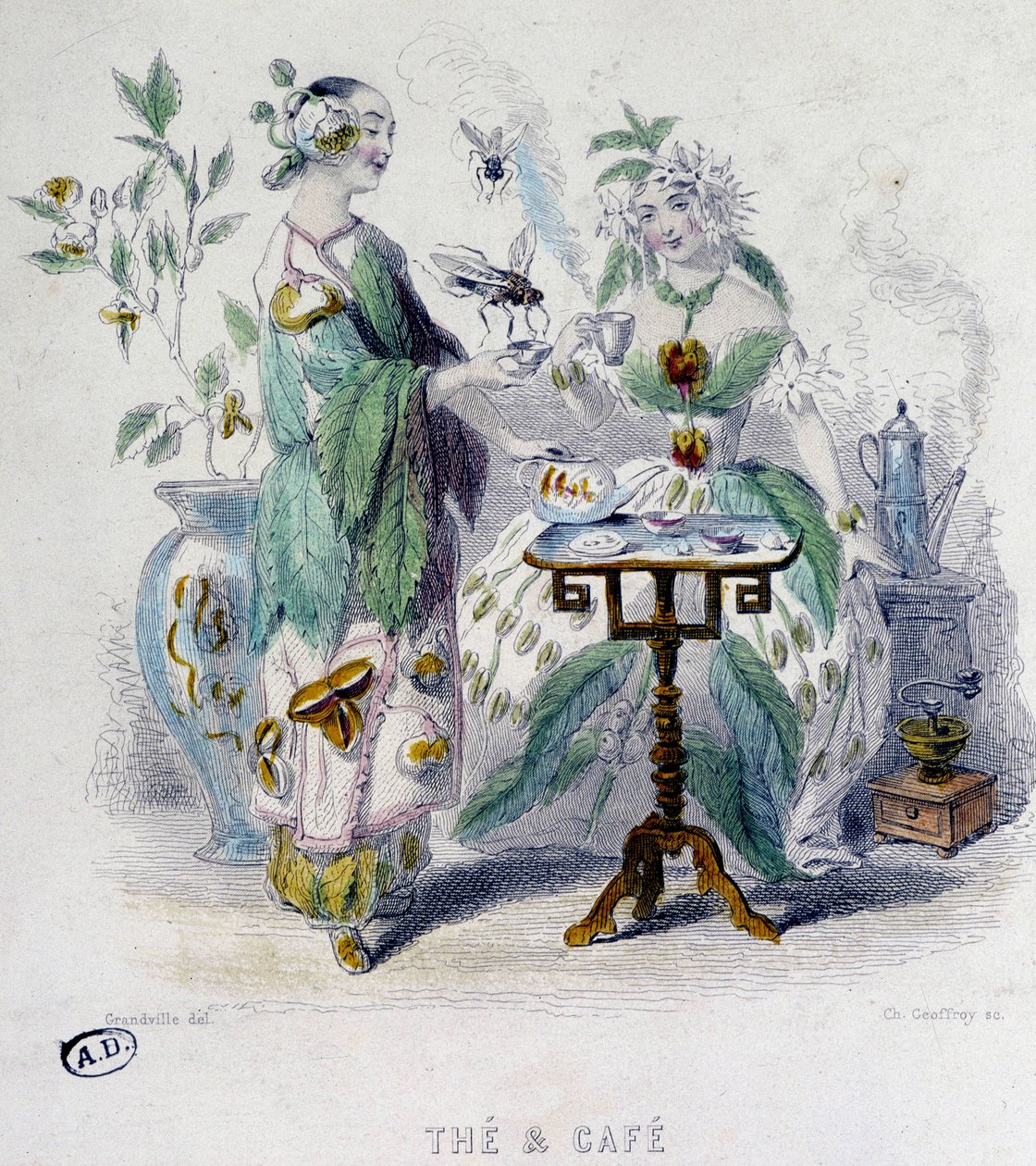 „Tea és kávé” allegóriája, Grandville, sd. 19. század alkotó: Grandville