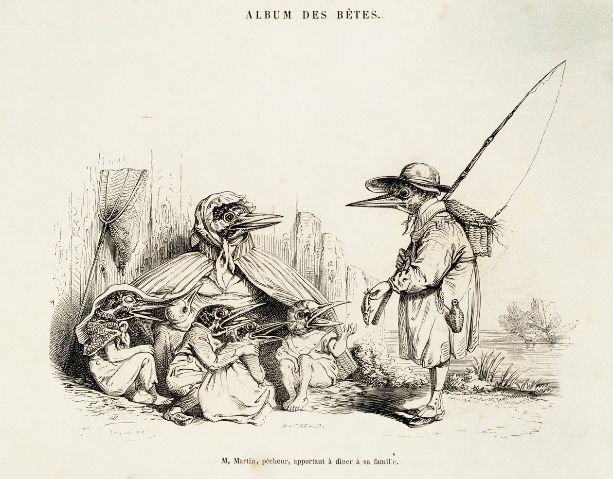 Jean-Ignace-Isidore Gerard, Jean-Jacques vagy J. J. Grandville álnéven (1803-1847) és Wilhelm von Kaulbach (1805-1874) karikatúrája az Album des betesből, Párizs alkotó: Grandville