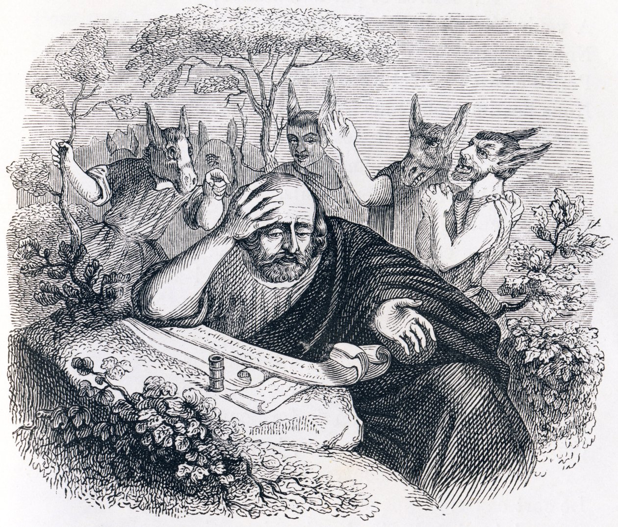Demokrita (Kr. e. 460-370). és az abderitánok. (Hippokratész levele) - La Fontaine meséi alkotó: Grandville